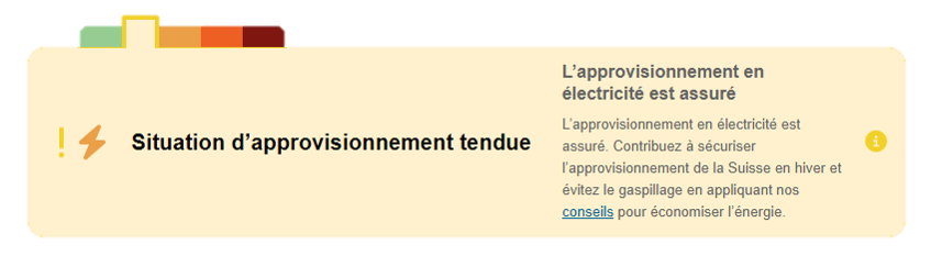 Situation d'approvisionnement électricité