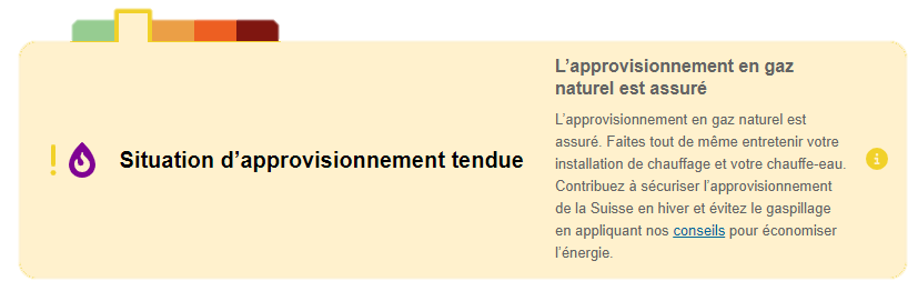 Situation d'approvisionnement gaz